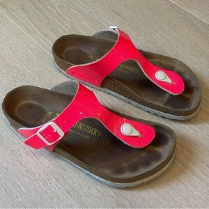 Birkenstock Gizeh BF Patent Candy Pink Sandals, Size 35